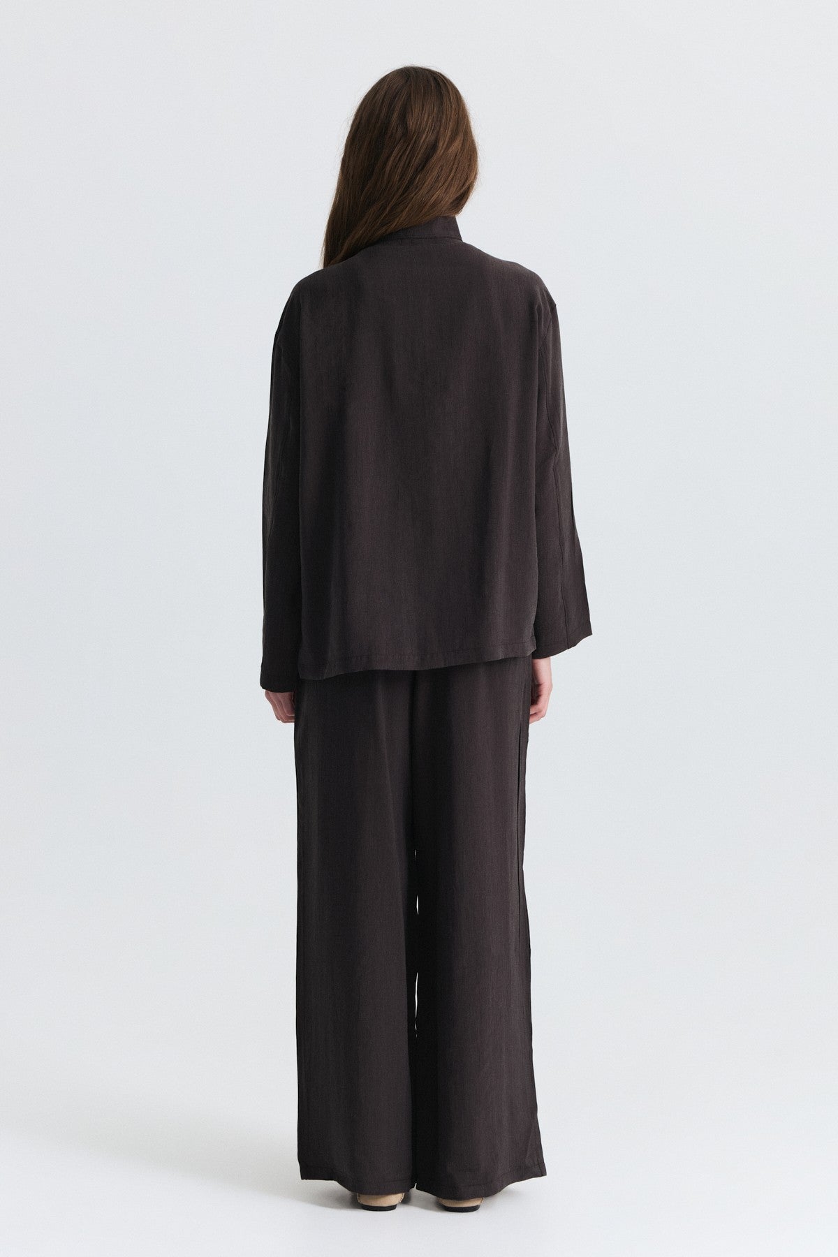 Stand-Up Collar Shirt and Pants Set