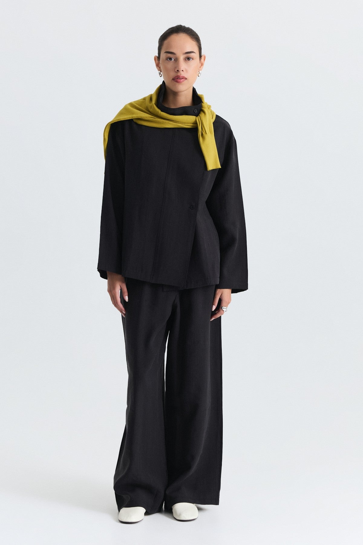 Stand-Up Collar Shirt and Pants Set