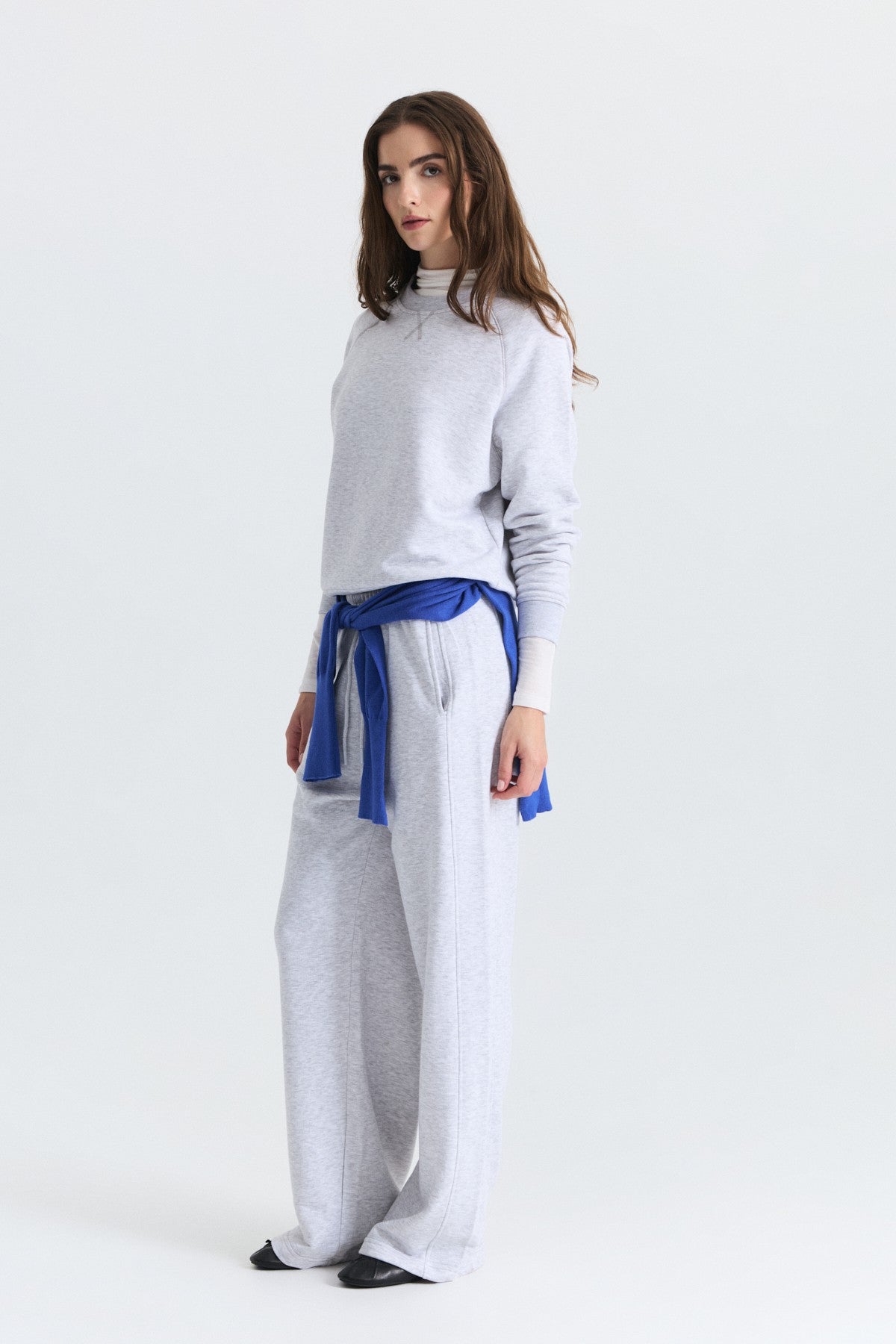 Crew-Neck Sweatshirt and Wide-Leg Pants Set