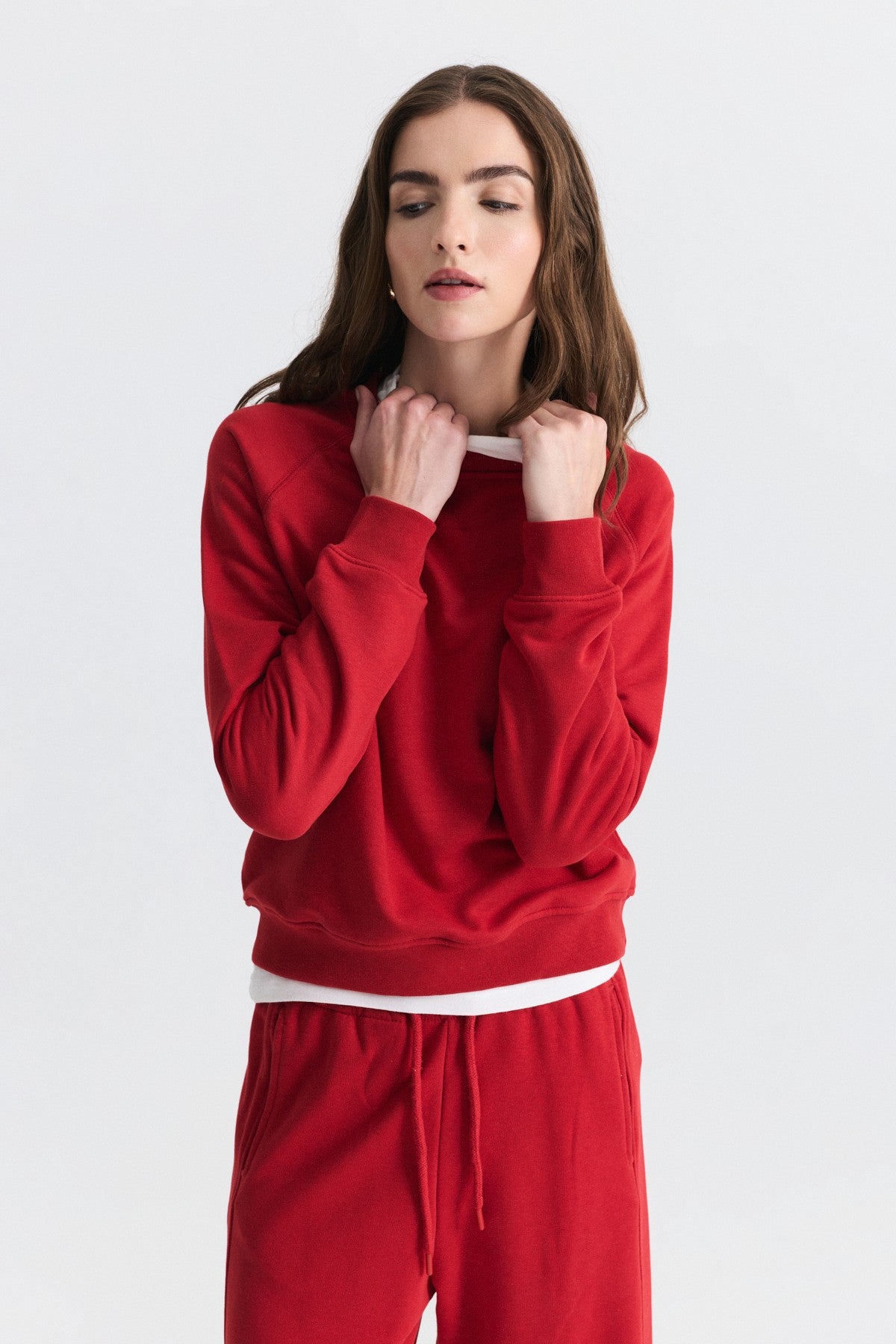 Crew-Neck Sweatshirt and Wide-Leg Pants Set