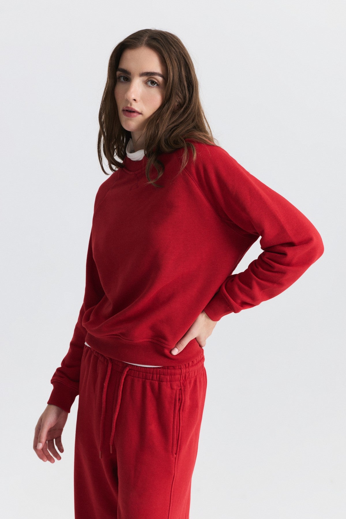 Crew-Neck Sweatshirt and Wide-Leg Pants Set