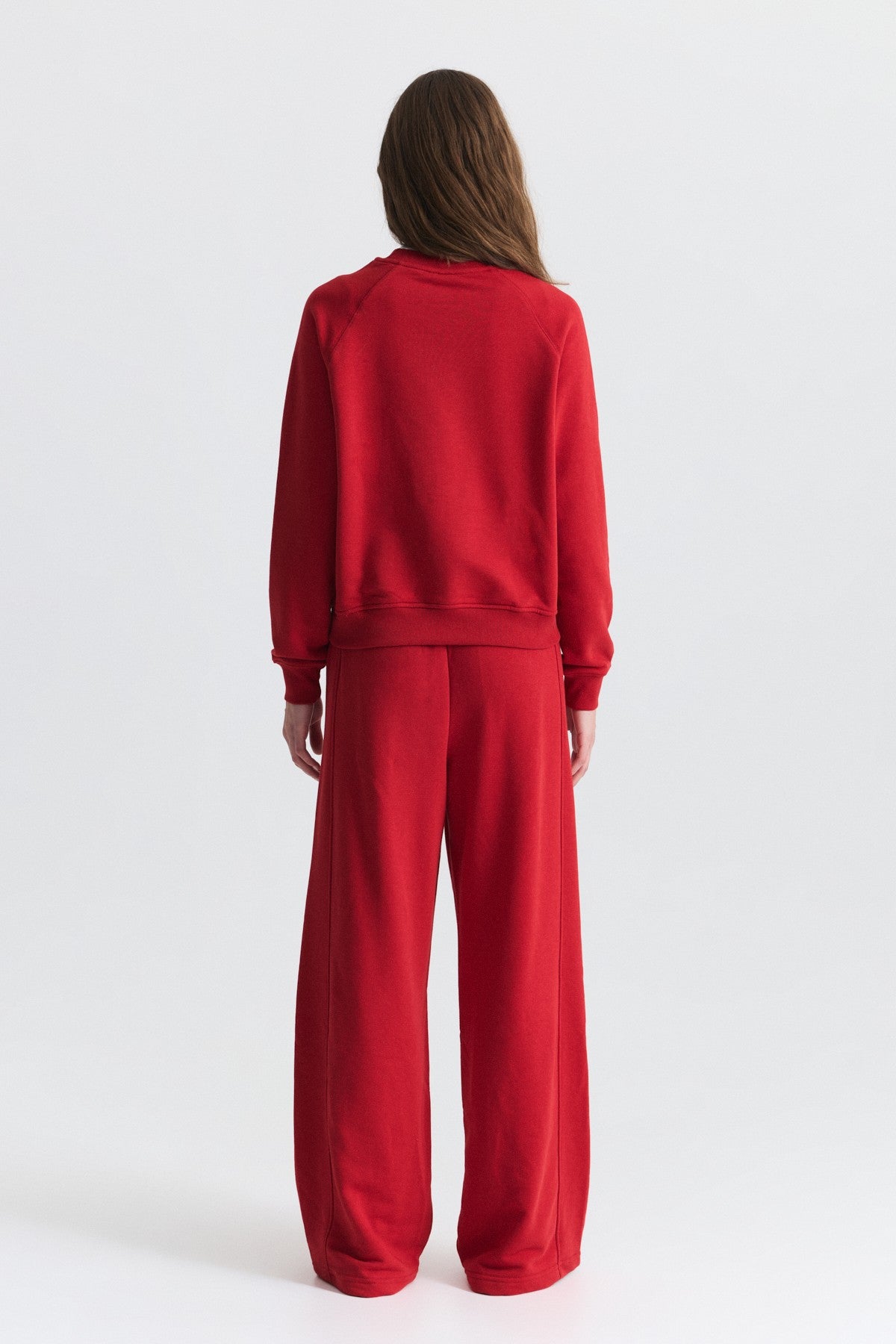 Crew-Neck Sweatshirt and Wide-Leg Pants Set