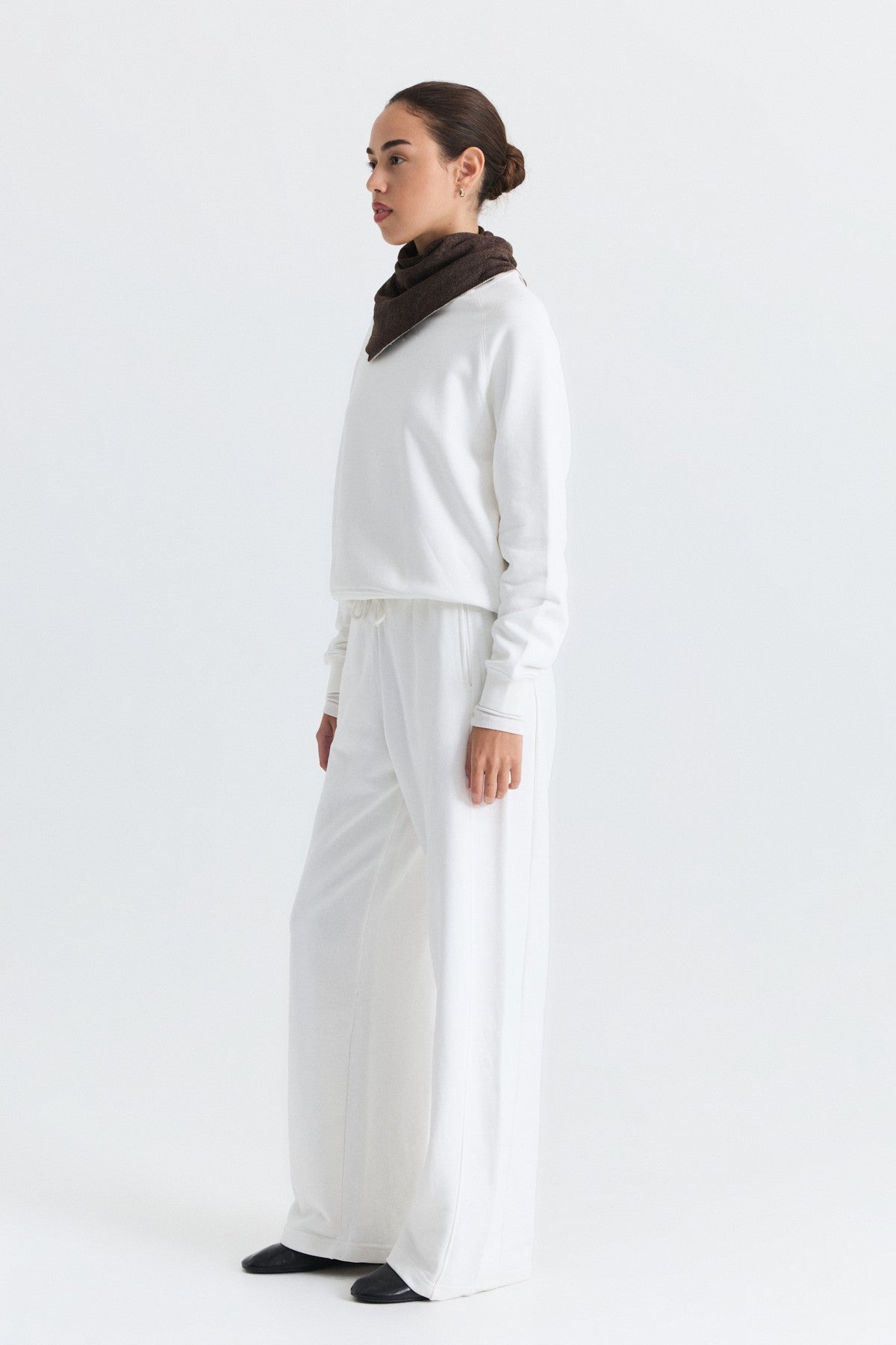 Crew-Neck Sweatshirt and Wide-Leg Pants Set