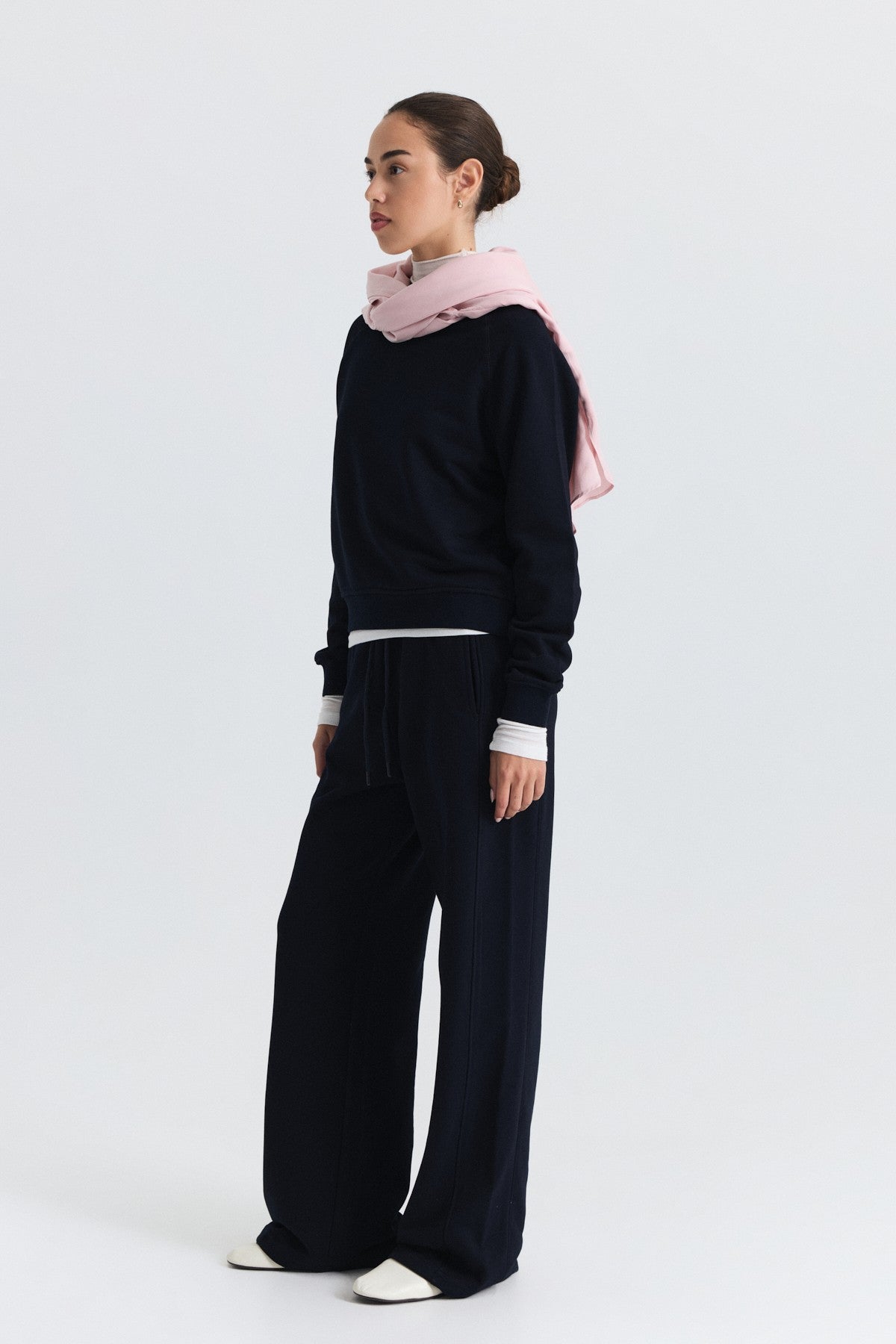 Crew-Neck Sweatshirt and Wide-Leg Pants Set