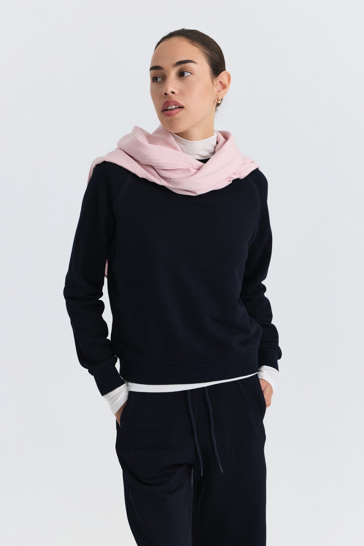Crew-Neck Sweatshirt and Wide-Leg Pants Set