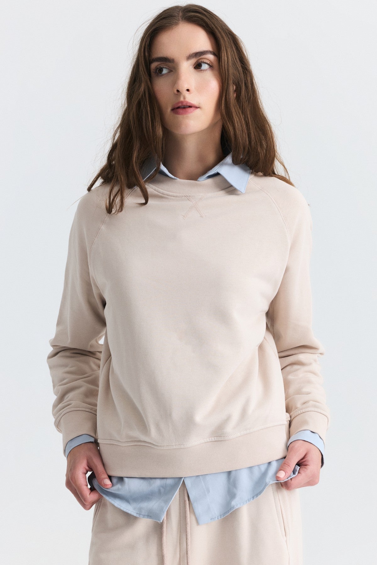 Crew-Neck Sweatshirt and Wide-Leg Pants Set