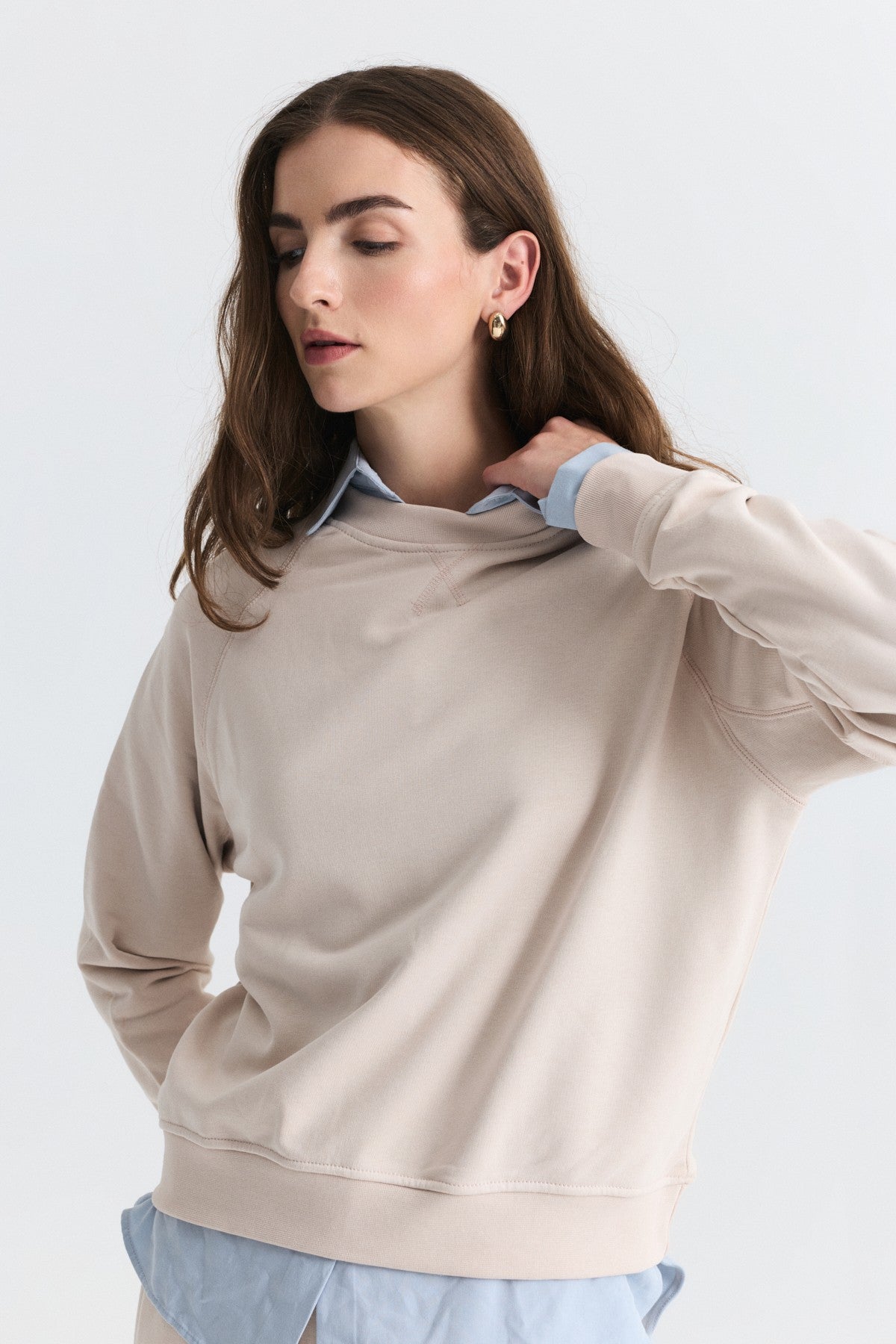 Crew-Neck Sweatshirt and Wide-Leg Pants Set