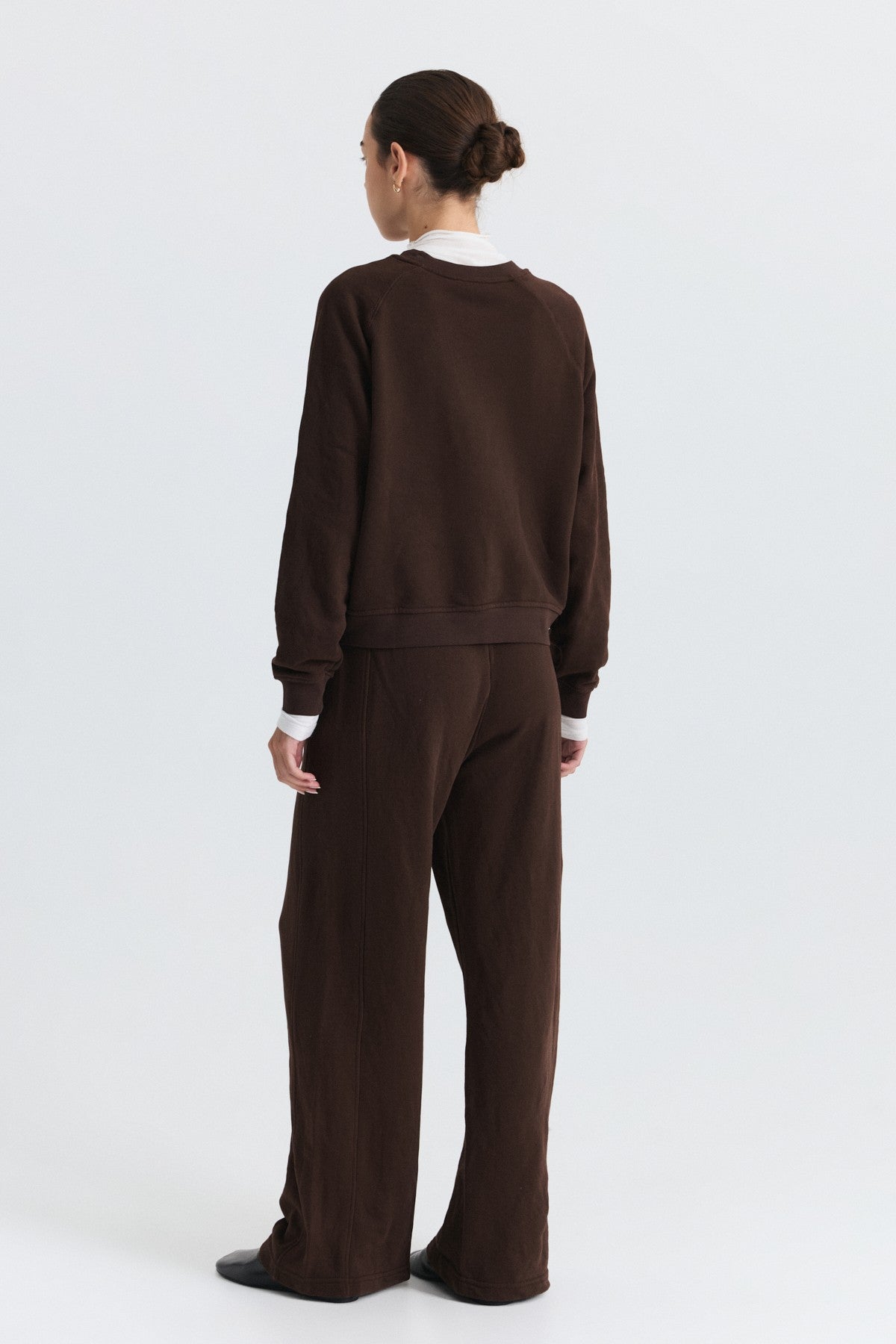Crew-Neck Sweatshirt and Wide-Leg Pants Set