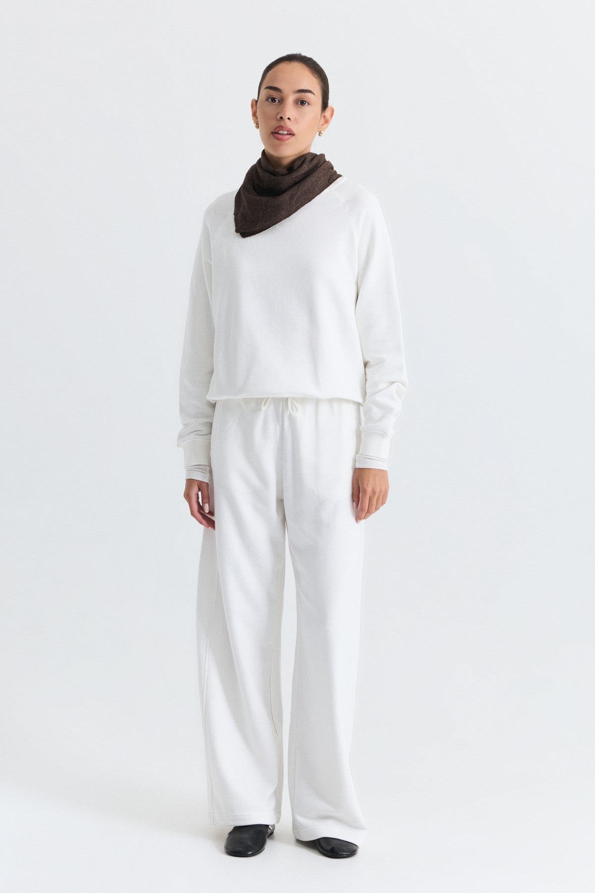 Crew-Neck Sweatshirt and Wide-Leg Pants Set
