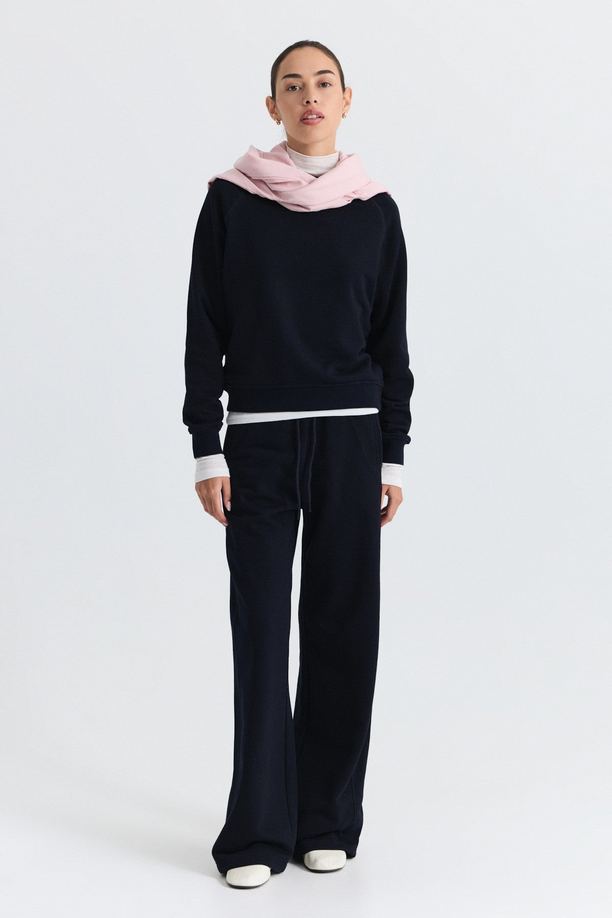 Crew-Neck Sweatshirt and Wide-Leg Pants Set
