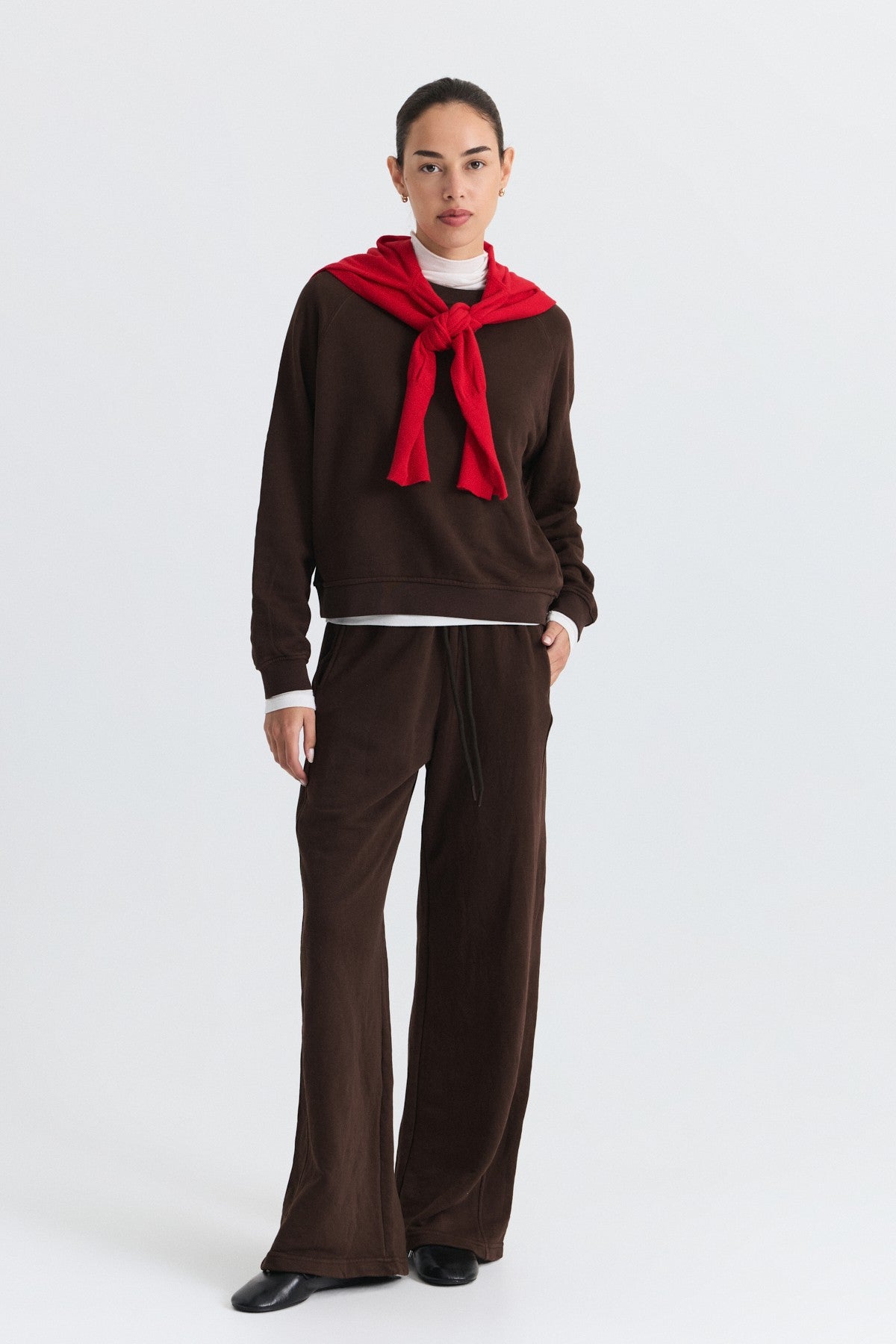 Crew-Neck Sweatshirt and Wide-Leg Pants Set