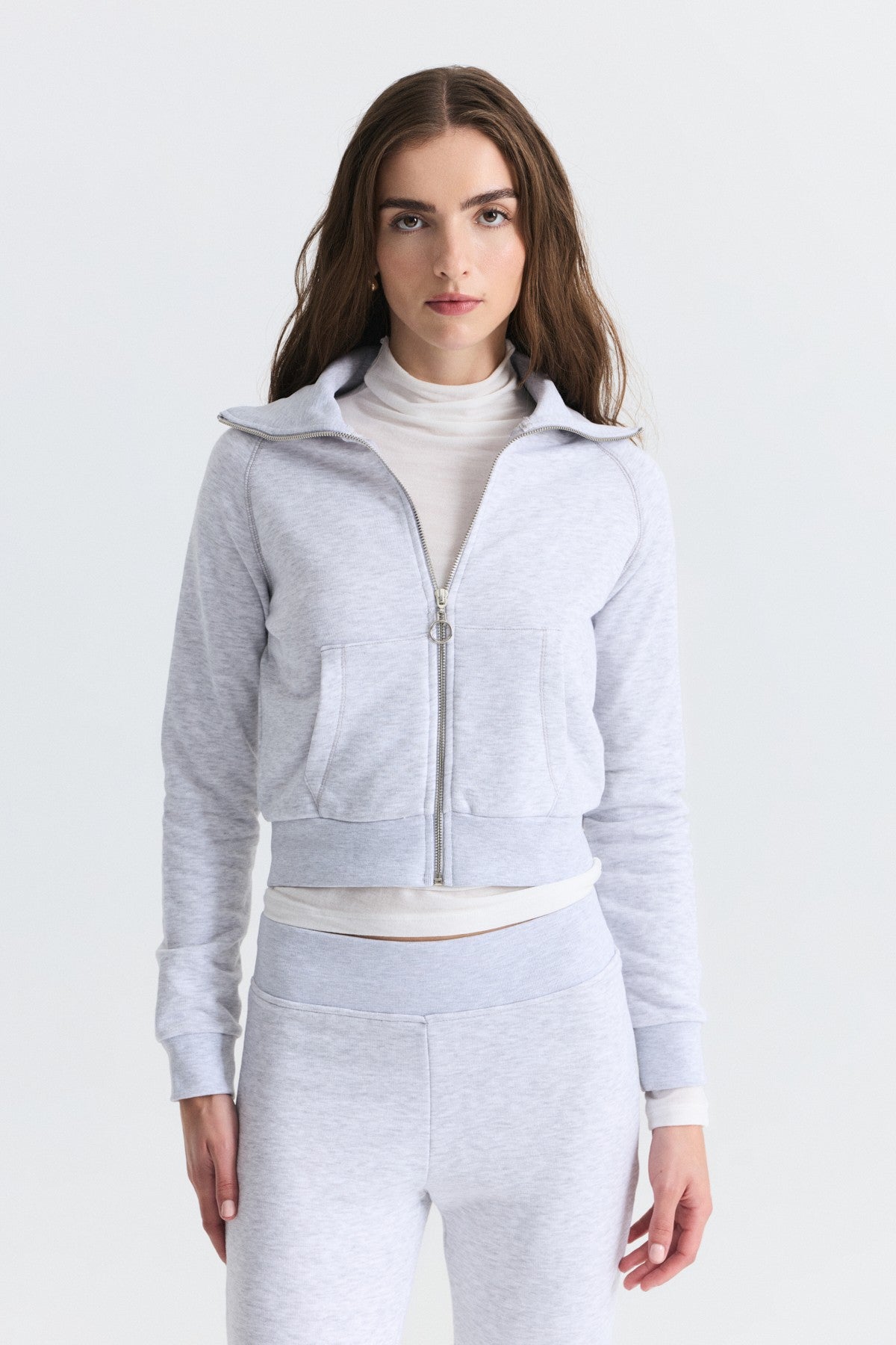 Zip-Up Sweatshirt and Bell-Bottom Sweatpants Set