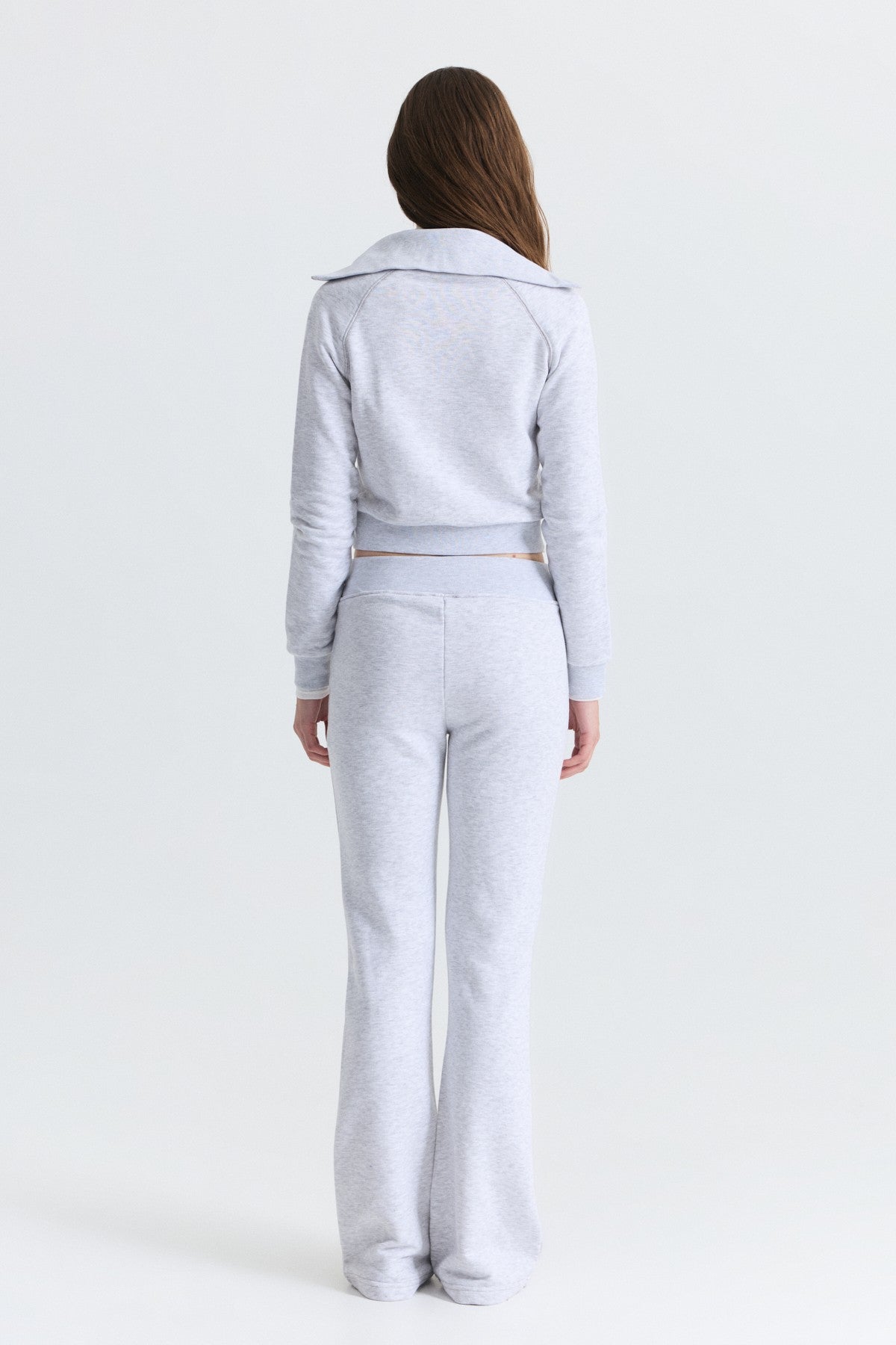 Zip-Up Sweatshirt and Bell-Bottom Sweatpants Set
