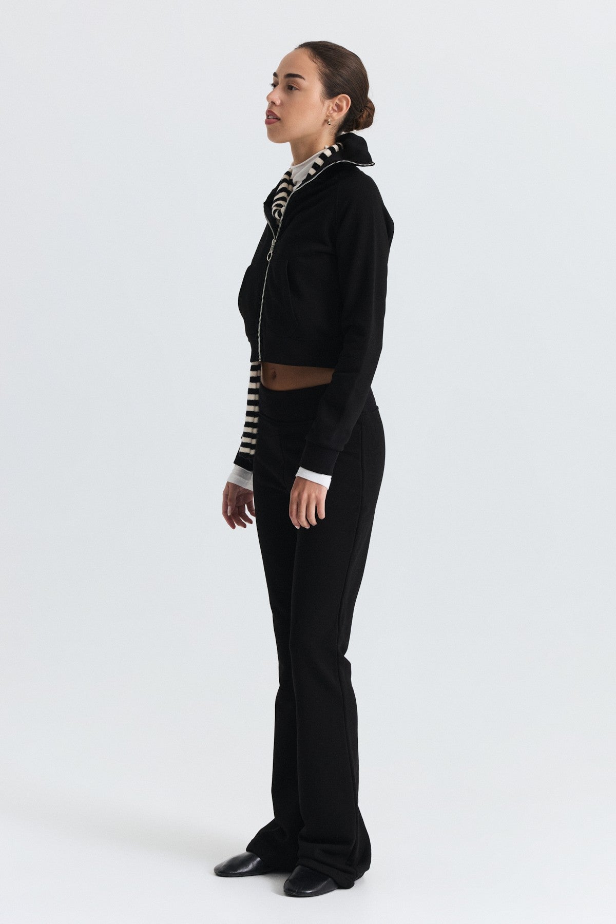 Zip-Up Sweatshirt and Bell-Bottom Sweatpants Set