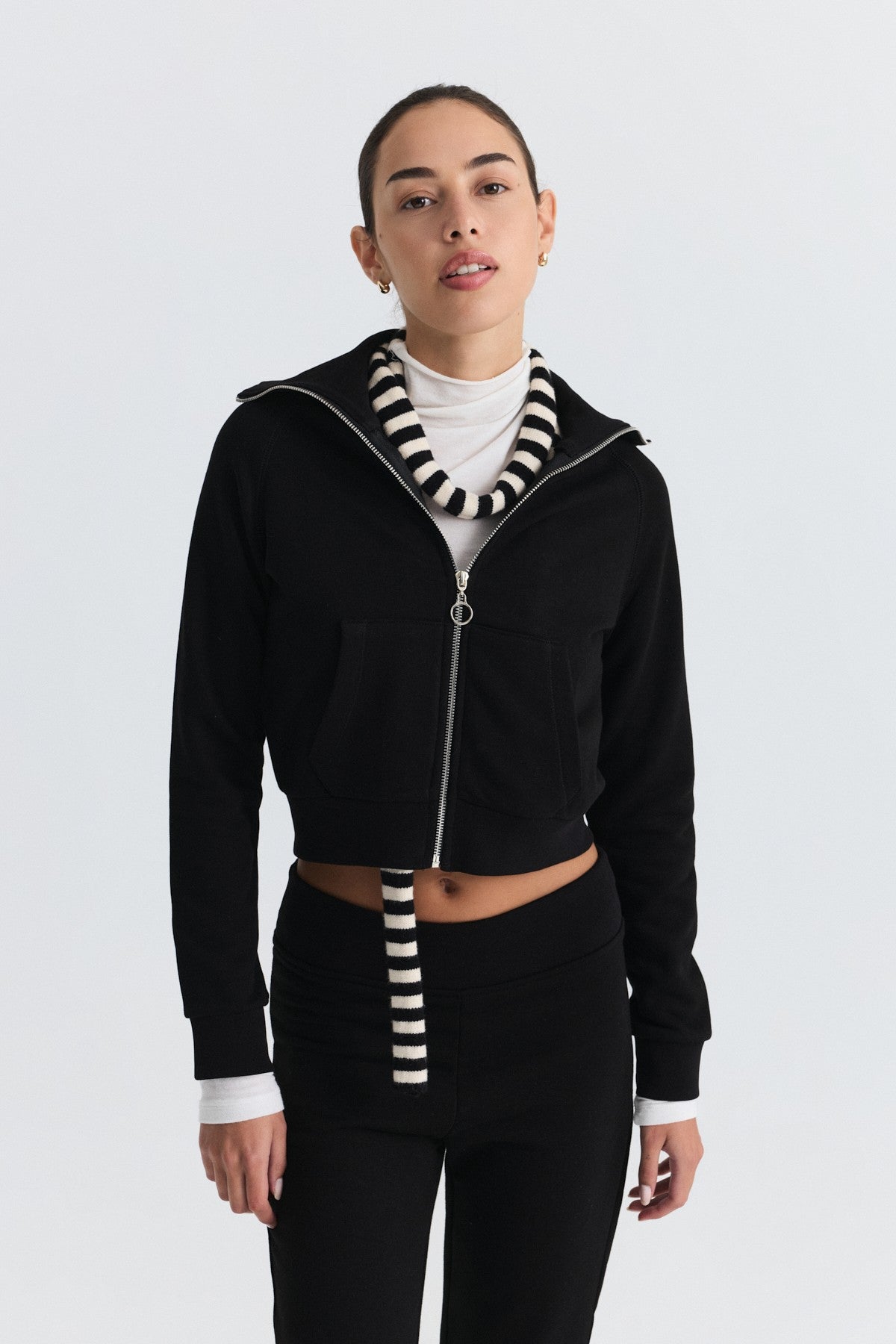 Zip-Up Sweatshirt and Bell-Bottom Sweatpants Set