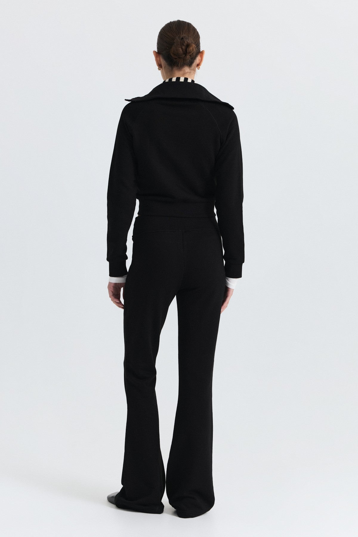 Zip-Up Sweatshirt and Bell-Bottom Sweatpants Set