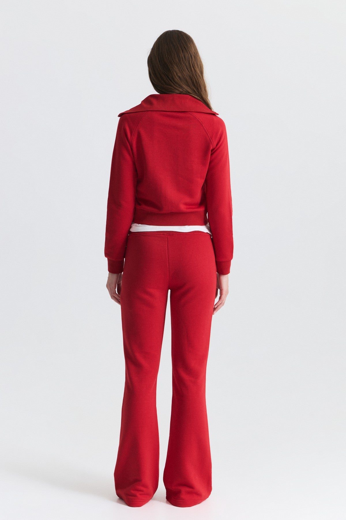 Zip-Up Sweatshirt and Bell-Bottom Sweatpants Set