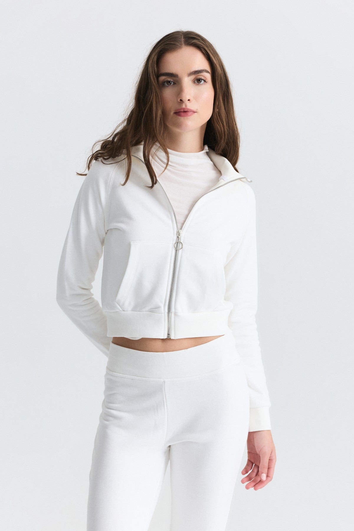Zip-Up Sweatshirt and Bell-Bottom Sweatpants Set