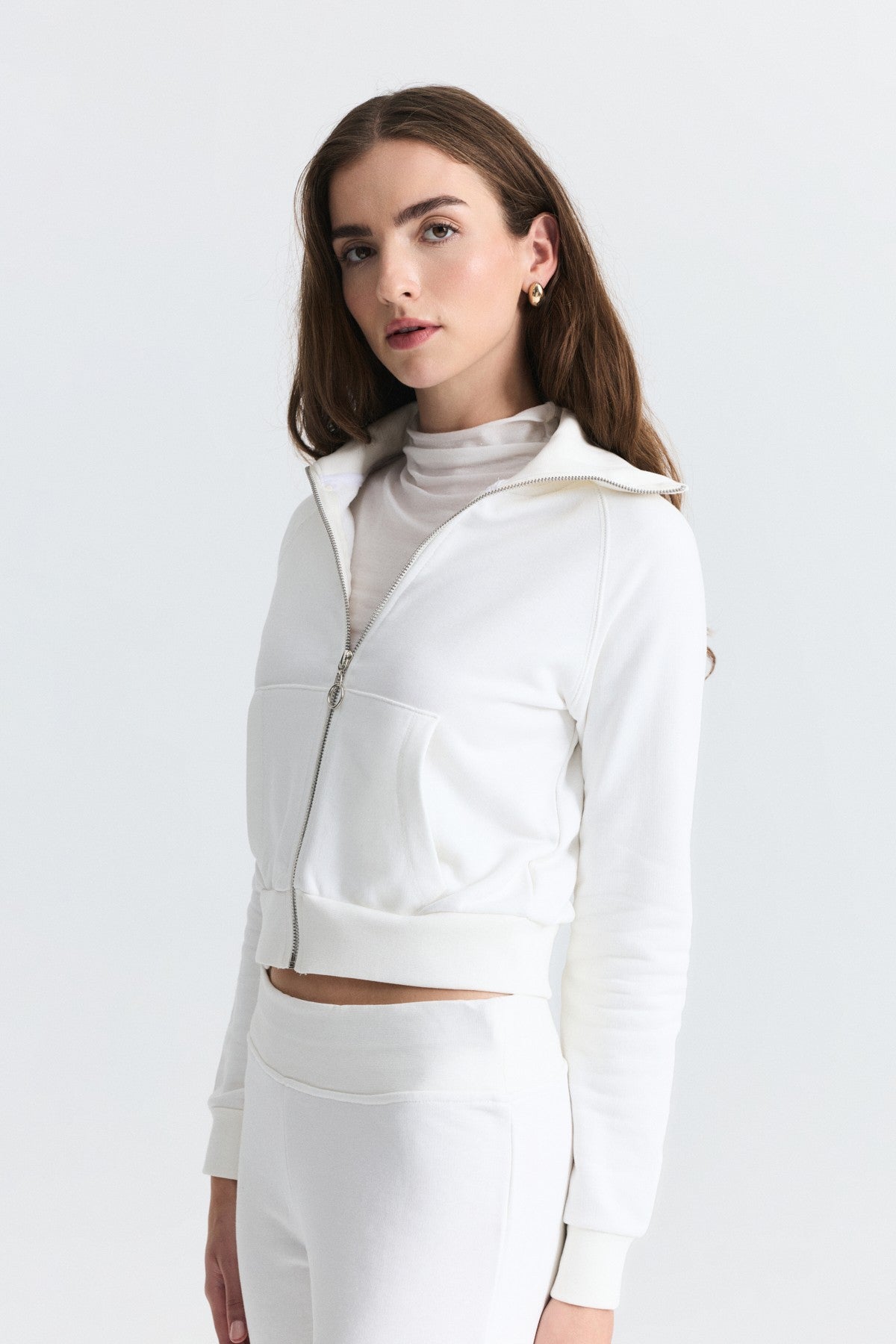 Zip-Up Sweatshirt and Bell-Bottom Sweatpants Set