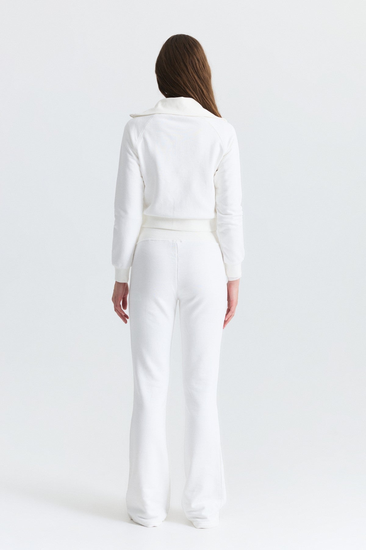 Zip-Up Sweatshirt and Bell-Bottom Sweatpants Set