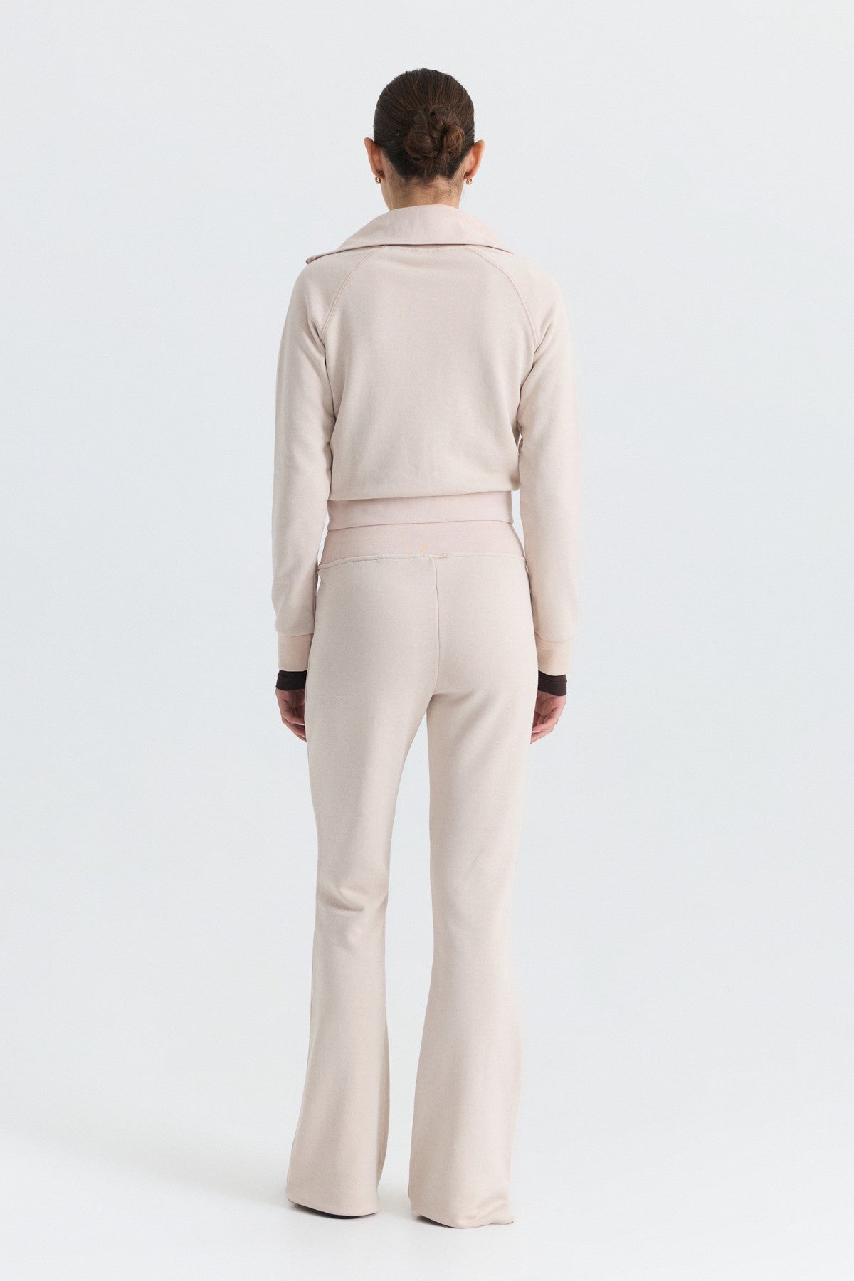 Zip-Up Sweatshirt and Bell-Bottom Sweatpants Set