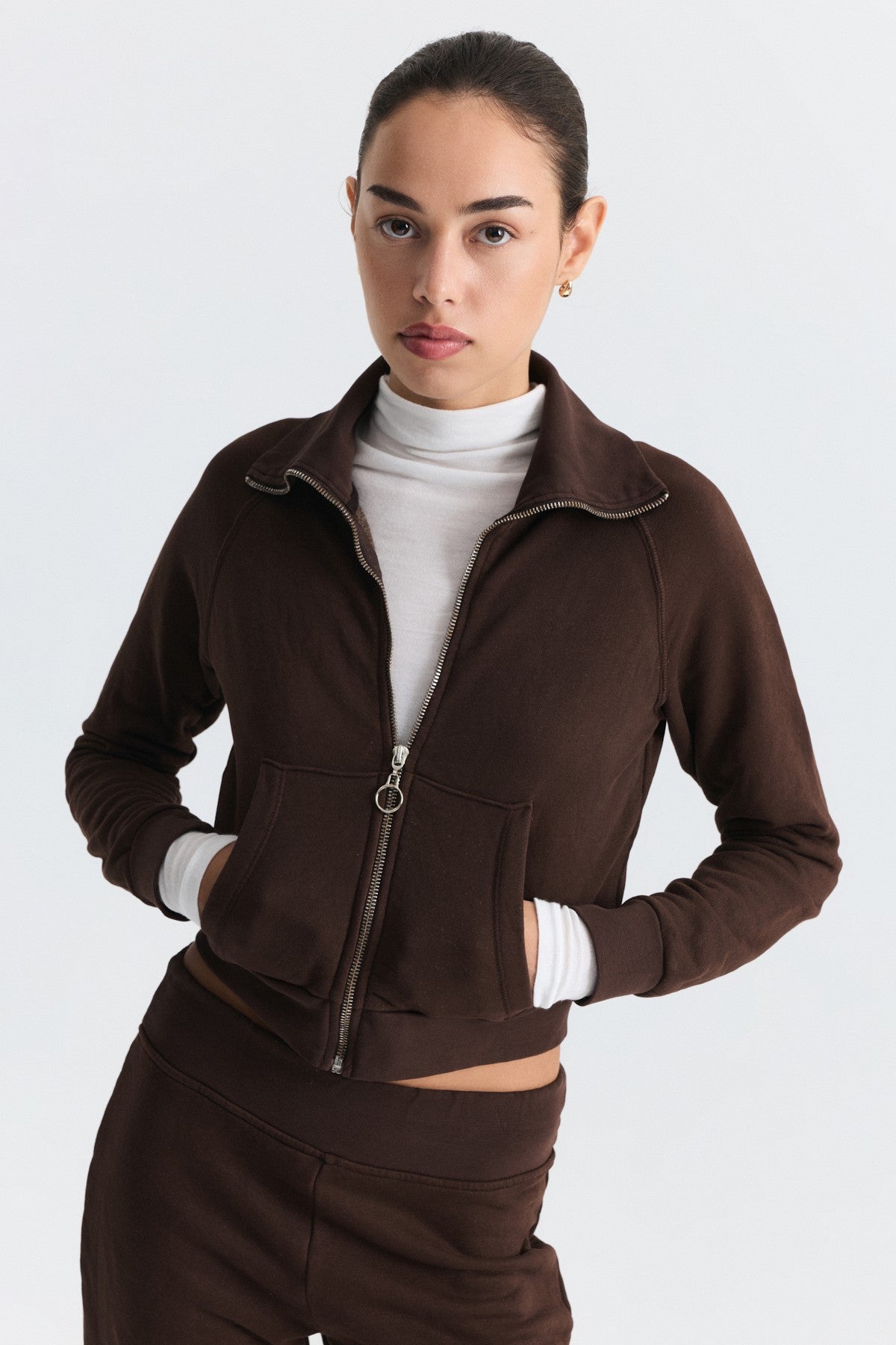 Zip-Up Sweatshirt and Bell-Bottom Sweatpants Set