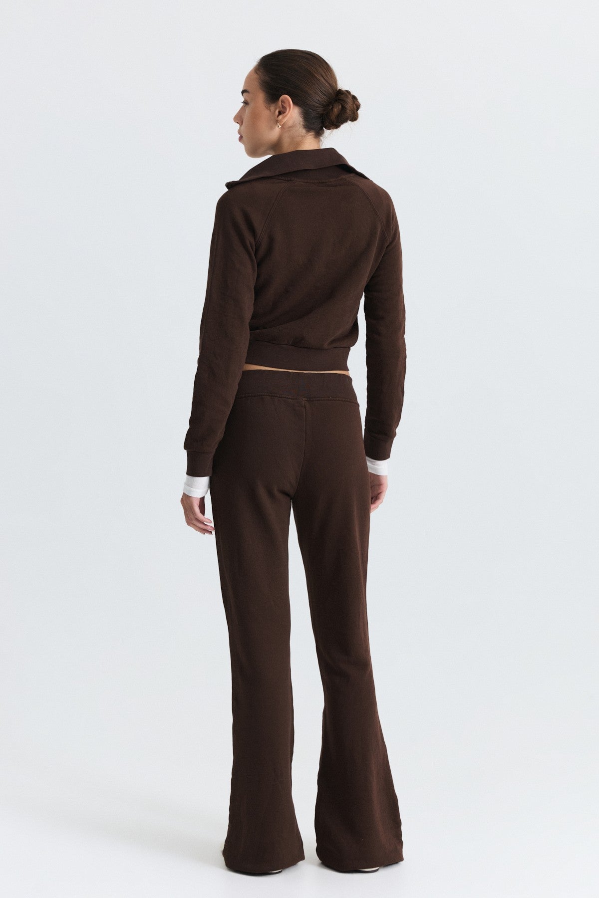 Zip-Up Sweatshirt and Bell-Bottom Sweatpants Set
